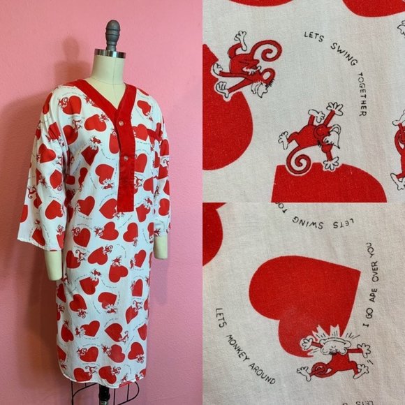 Vintage 1950s PJ Top • Naughty Monkeys • Medium